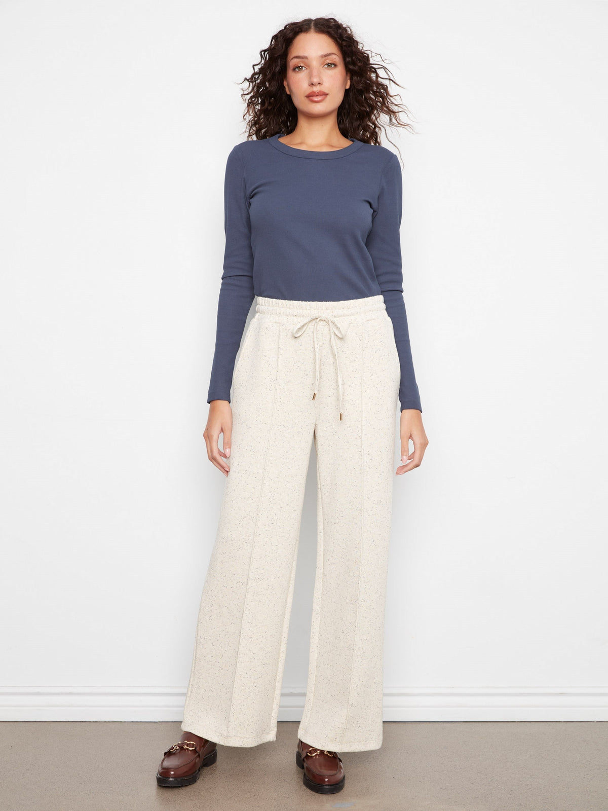 Soft Scuba Wide Leg Jogger Pants - Cookie & Cream