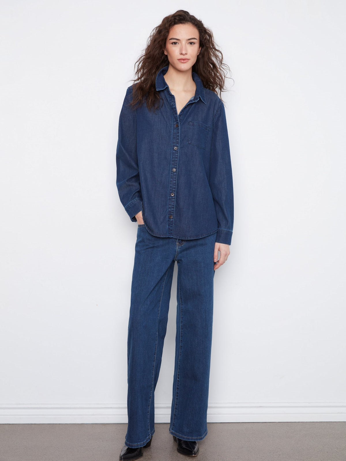 Tencel Button-Front Shirt - Indigo