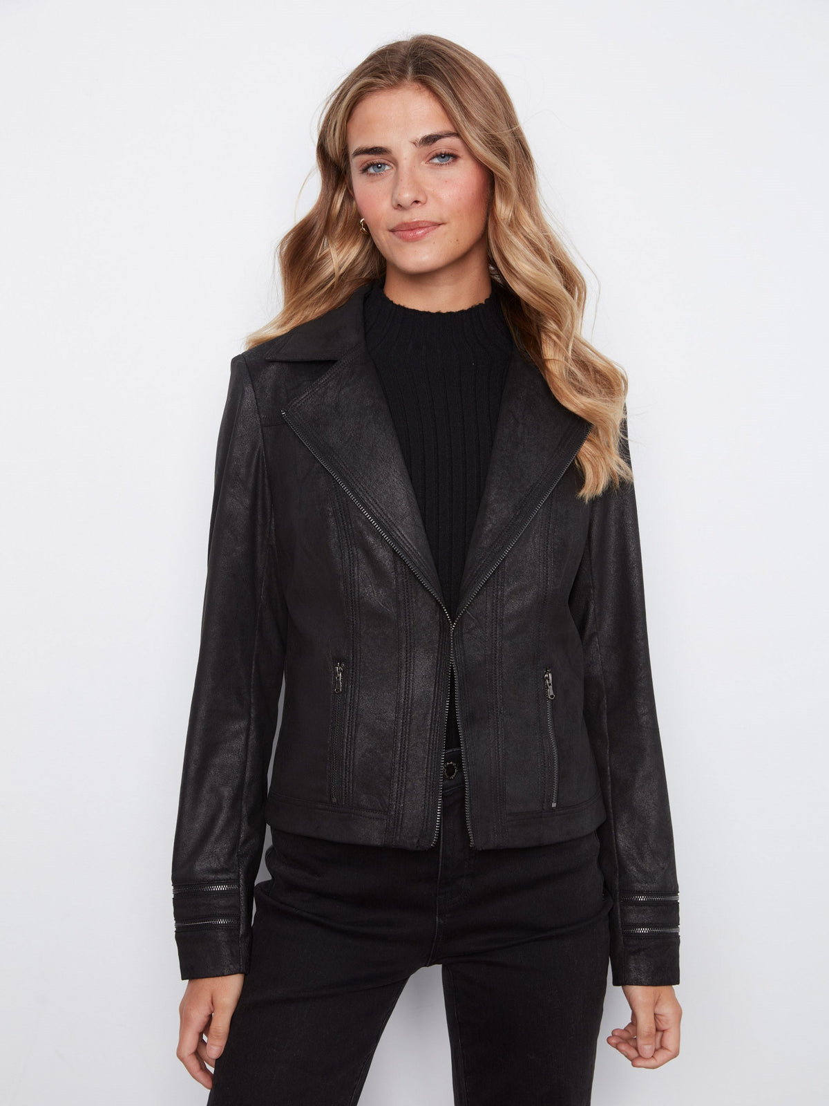 Vintage Faux Leather Jacket - Black