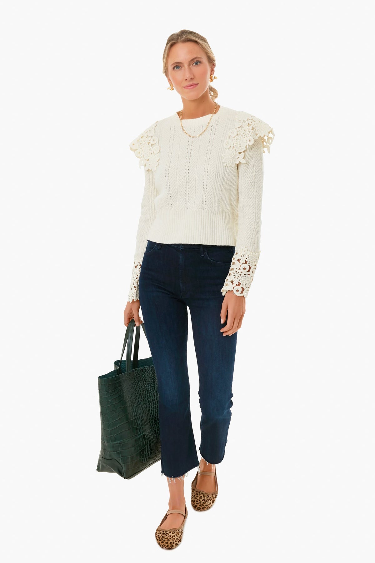 Ivory Zandra Longsleeve Knit with Lace