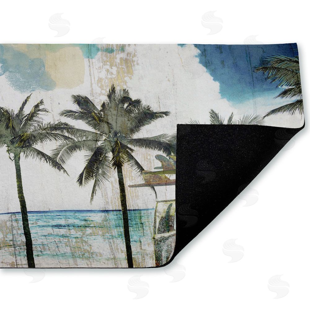 Sasha | Retro Van Summer Beach View Non-Woven Door Mat