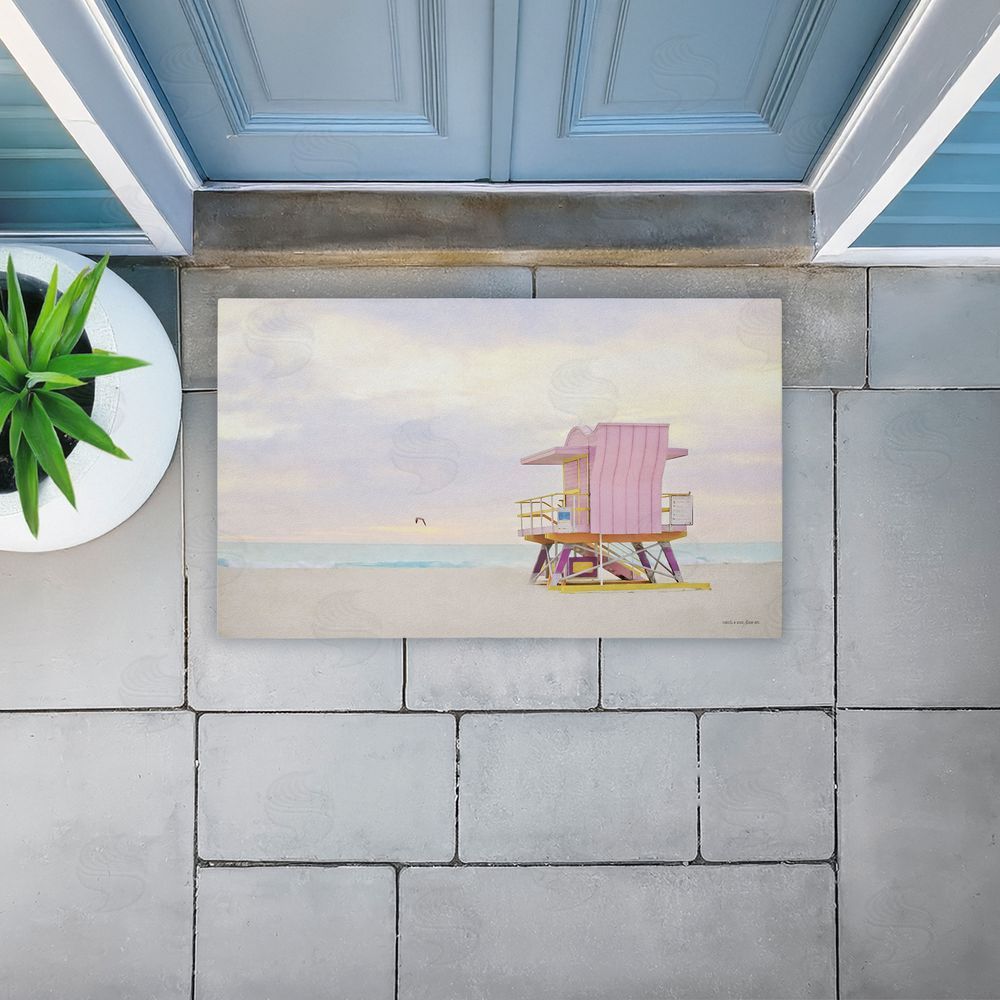 Seven Trees Design | Pink Serene Beach Hut Non-Woven Door Mat