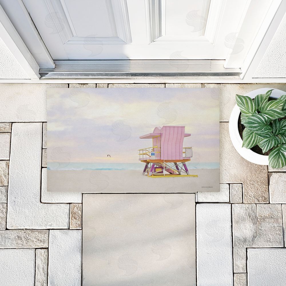 Seven Trees Design | Pink Serene Beach Hut Non-Woven Door Mat