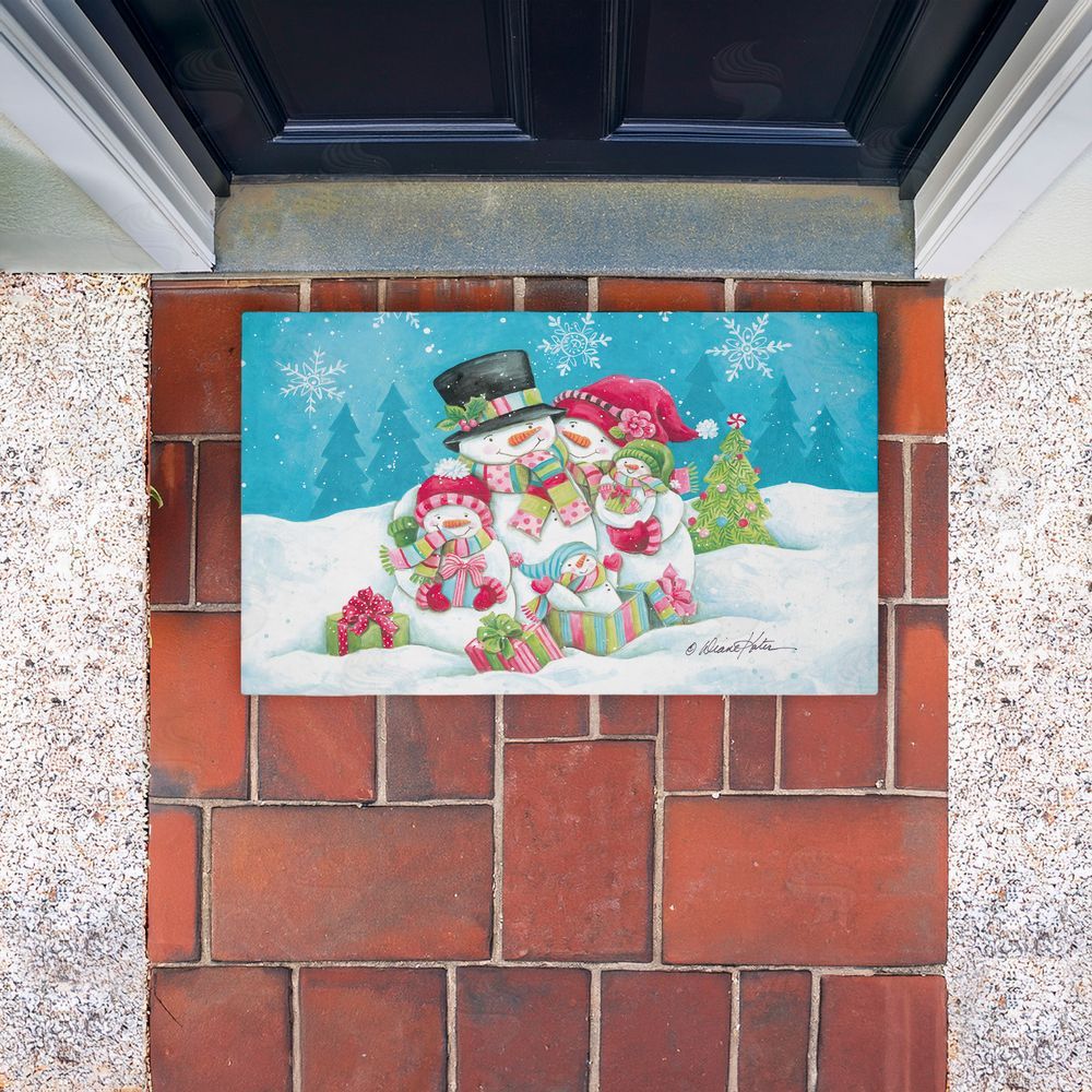 Diane Kater | Vintage Snowman Family Non-Woven Door Mat