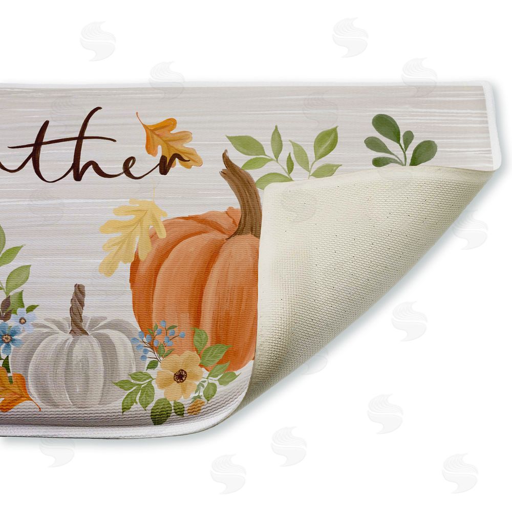 Cat Thurman Designs | Gather Welcome Autumn Pumpkins Plush Bath Mat