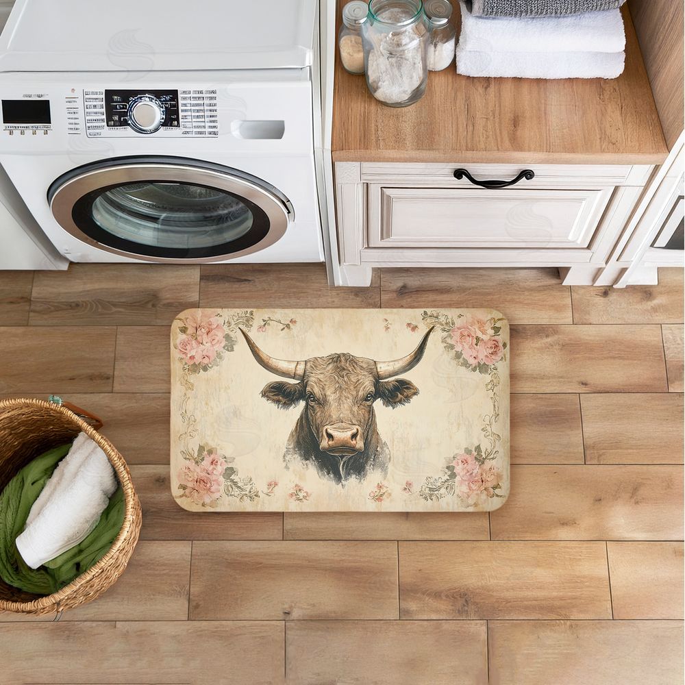 Heidi Kuntz | Cattle with Floral Border Anti-Fatigue Mat
