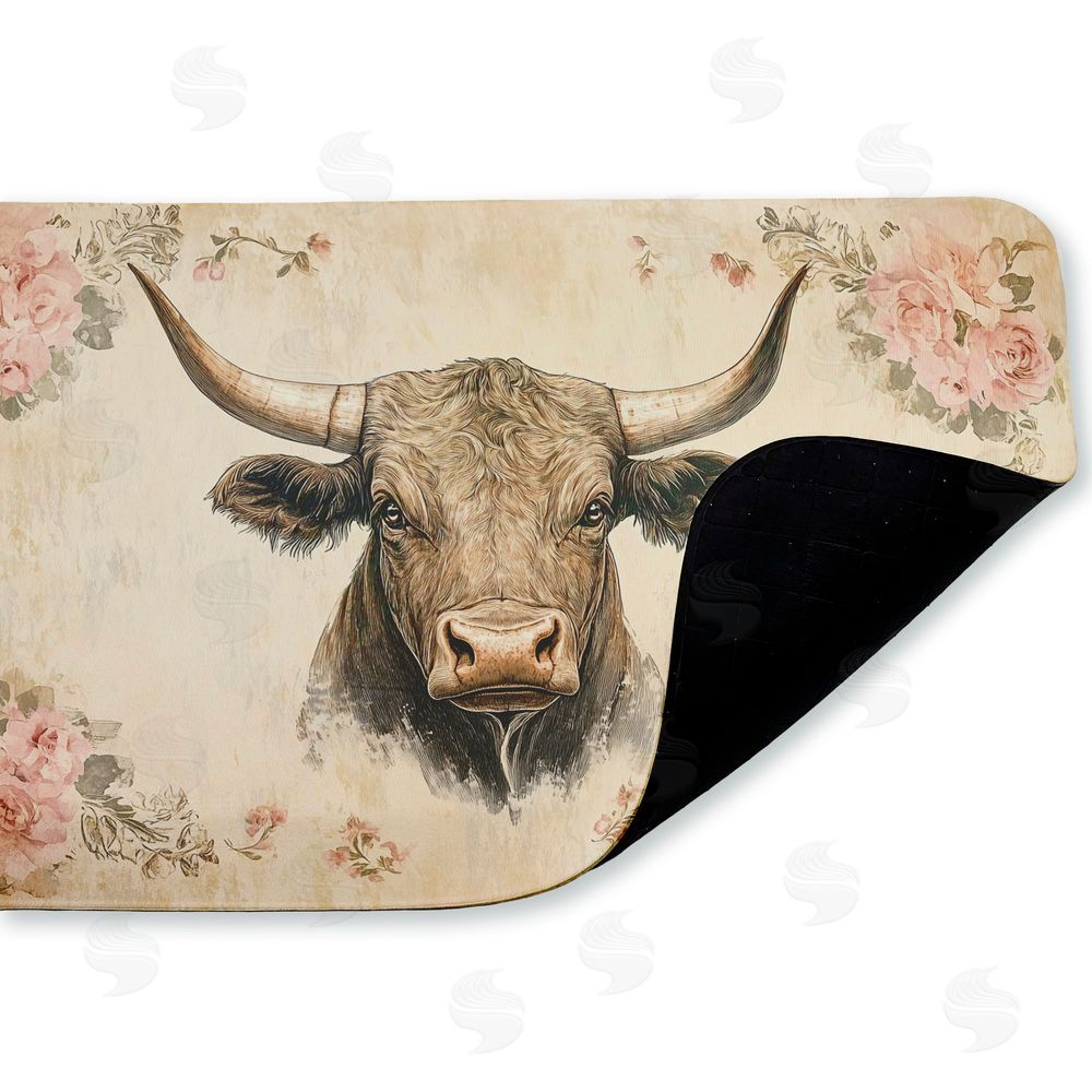 Heidi Kuntz | Cattle with Floral Border Anti-Fatigue Mat