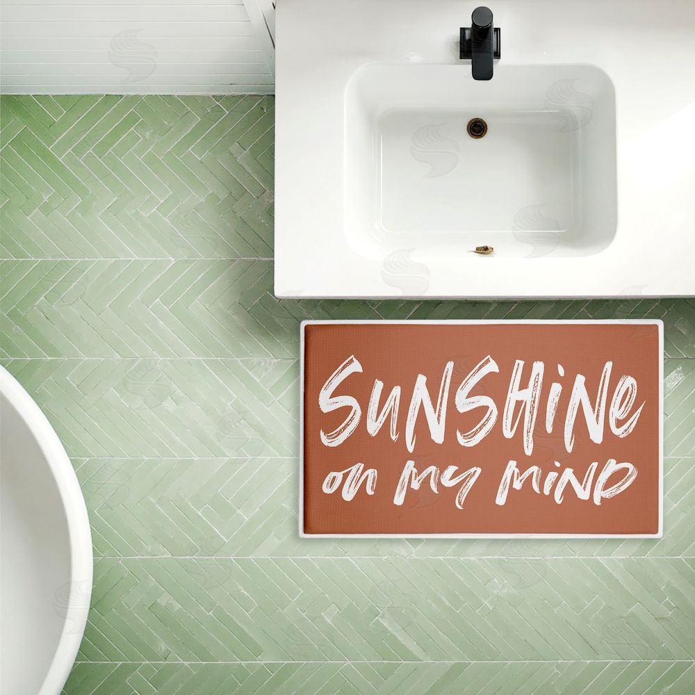 Lettered and Lined | Tan Sunshine On My Mind Plush Bath Mat