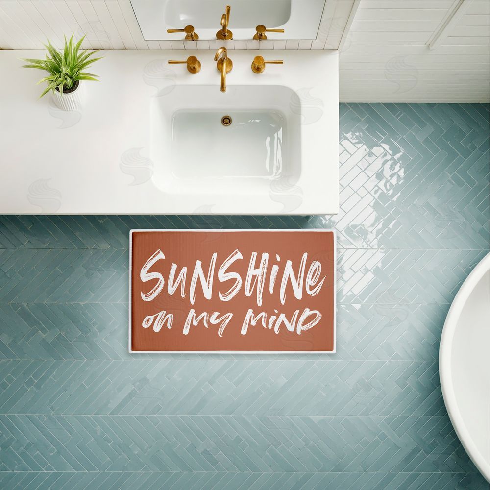 Lettered and Lined | Tan Sunshine On My Mind Plush Bath Mat