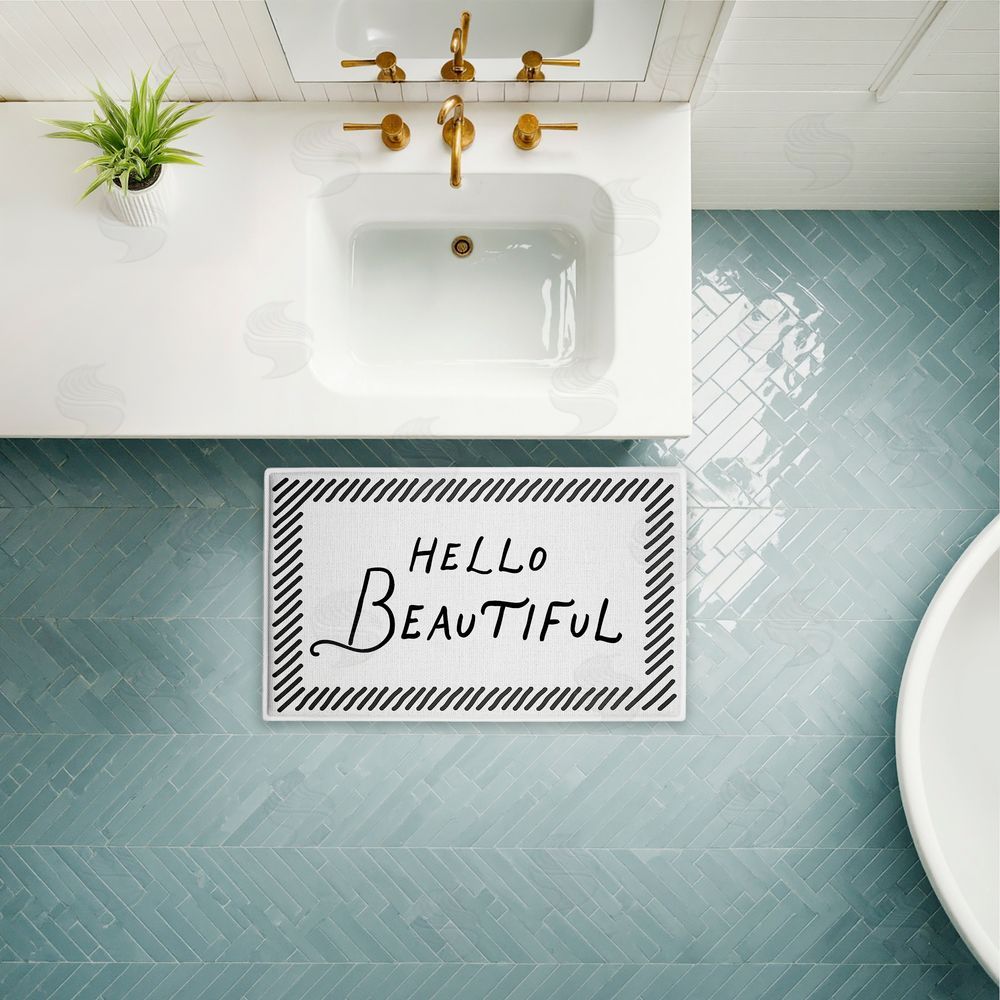 Lettered and Lined | Hello Beautiful Greeting Plush Bath Mat