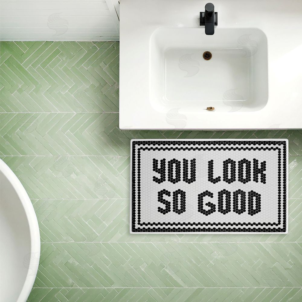 Lettered and Lined | Black You Look So Good Plush Bath Mat