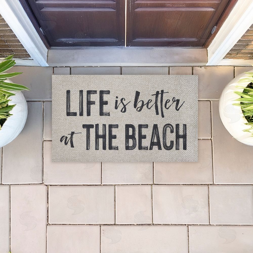 Lettered and Lined | Life Better At The Beach Faux Sisal Door Mat