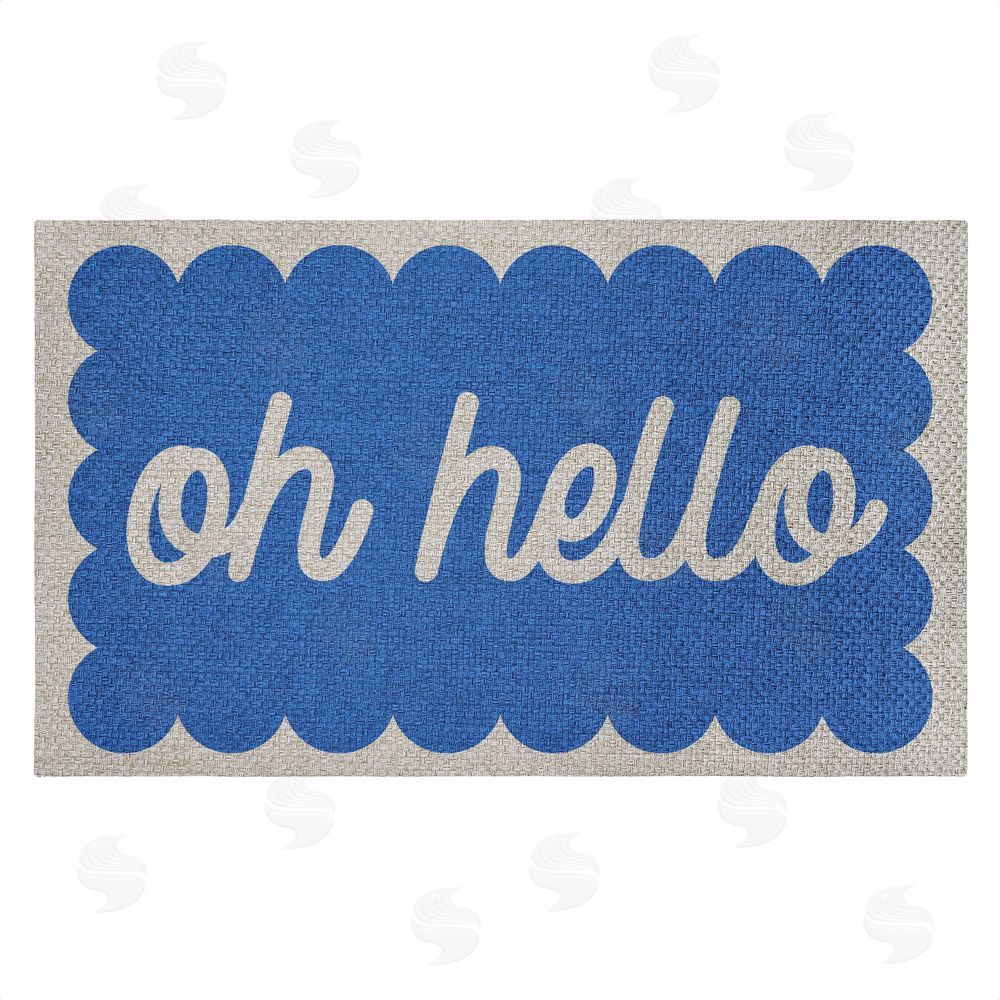 Stupell Studio | Oh Hello Blue Greeting Faux Sisal Door Mat