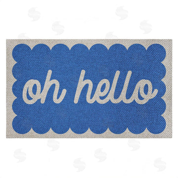 Stupell Studio | Oh Hello Blue Greeting Faux Sisal Door Mat