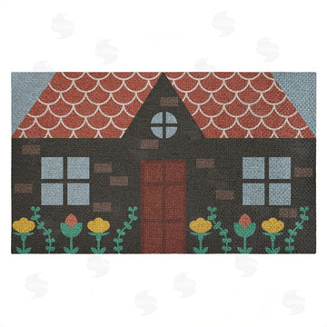 Stupell Studio | Quaint Brick Cottage Faux Sisal Door Mat