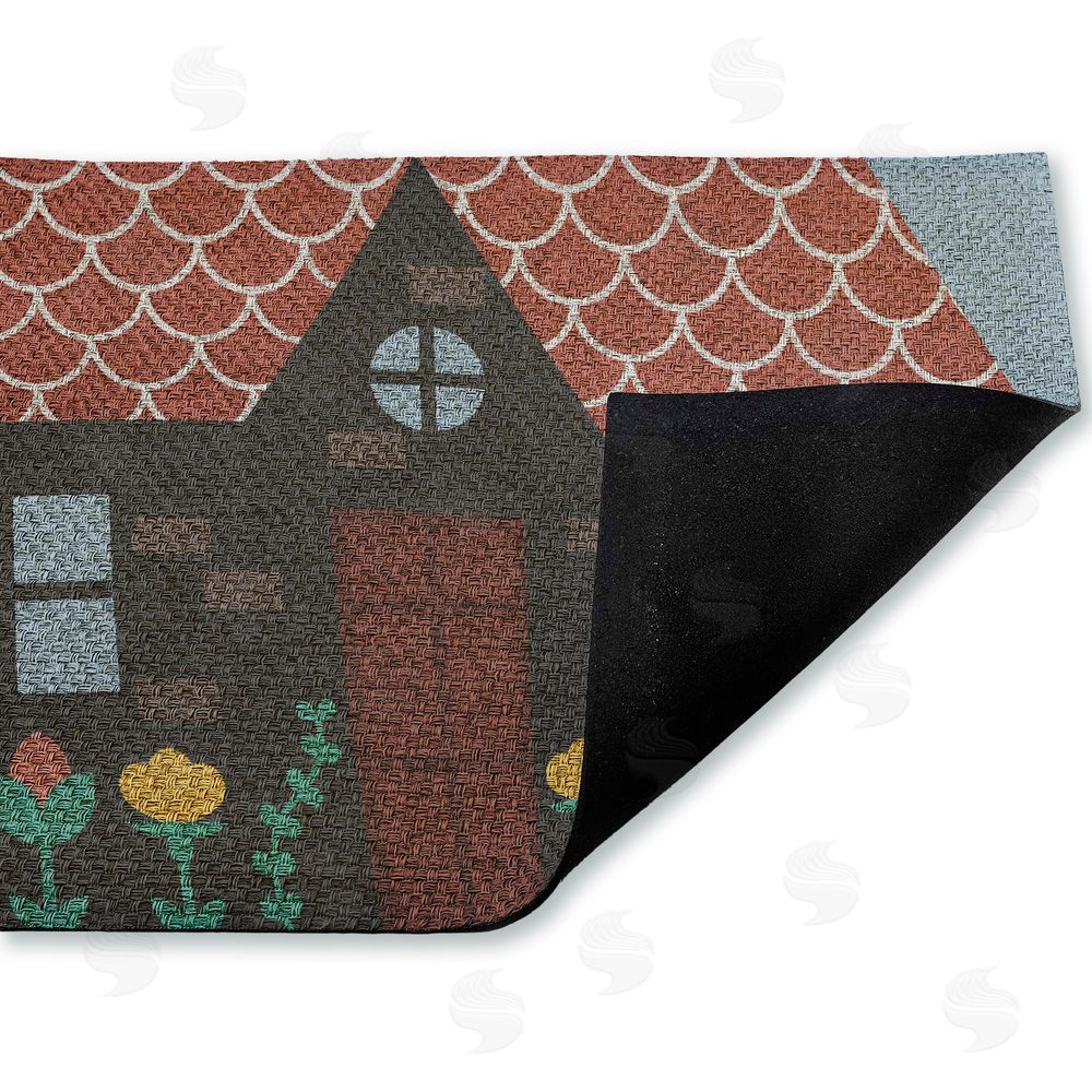 Stupell Studio | Quaint Brick Cottage Faux Sisal Door Mat