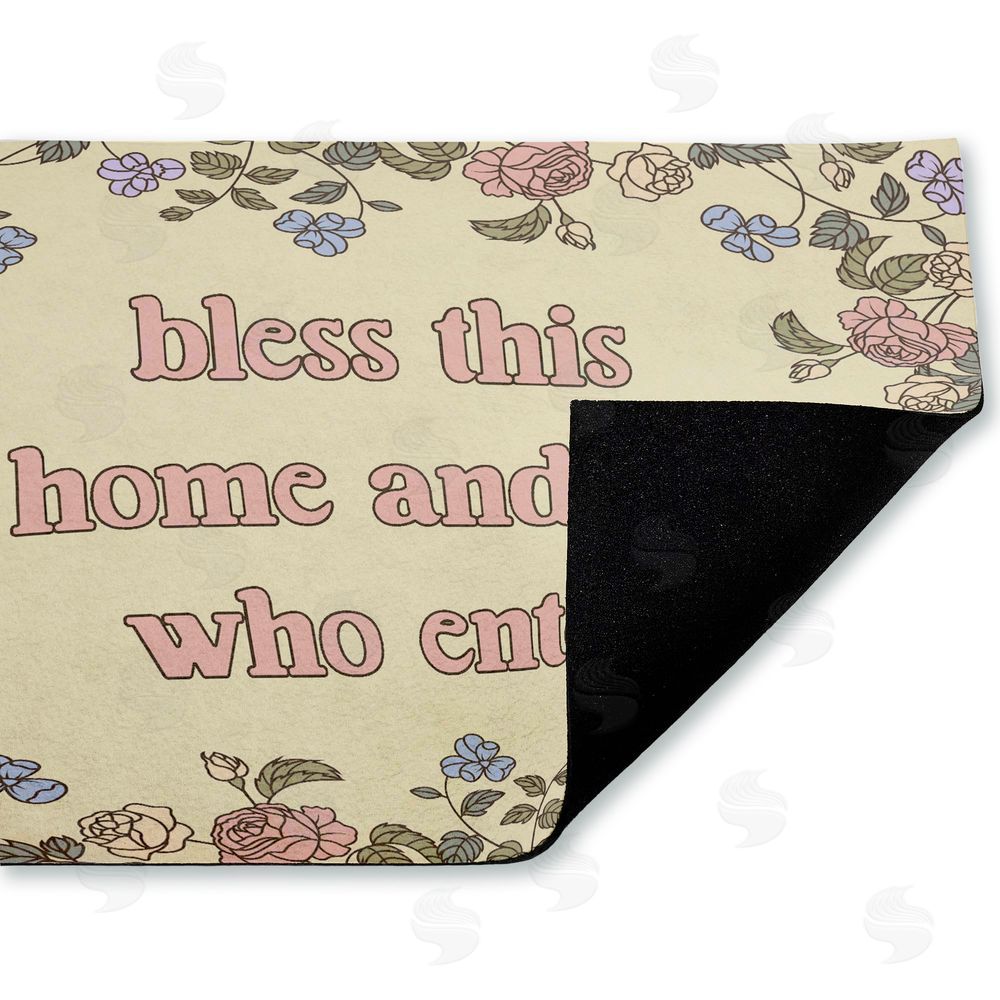 Stupell Studio | Bless This Home Florals Non-Woven Door Mat