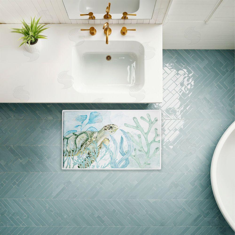 Kim Allen | Turtle In The Sea Plush Bath Mat