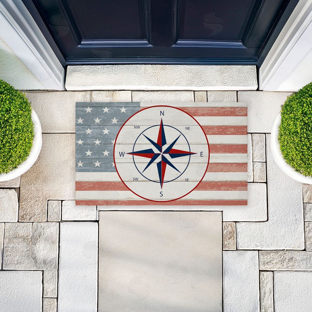 Kim Allen | Nautical Flag with Compass Non-Woven Door Mat