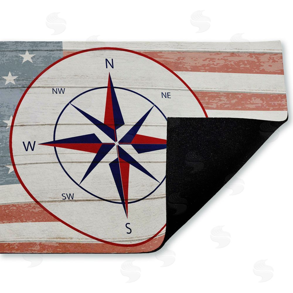 Kim Allen | Nautical Flag with Compass Non-Woven Door Mat