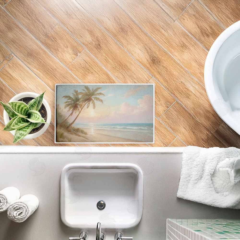 Kim Allen | Sunset View Beach Palms Plush Bath Mat