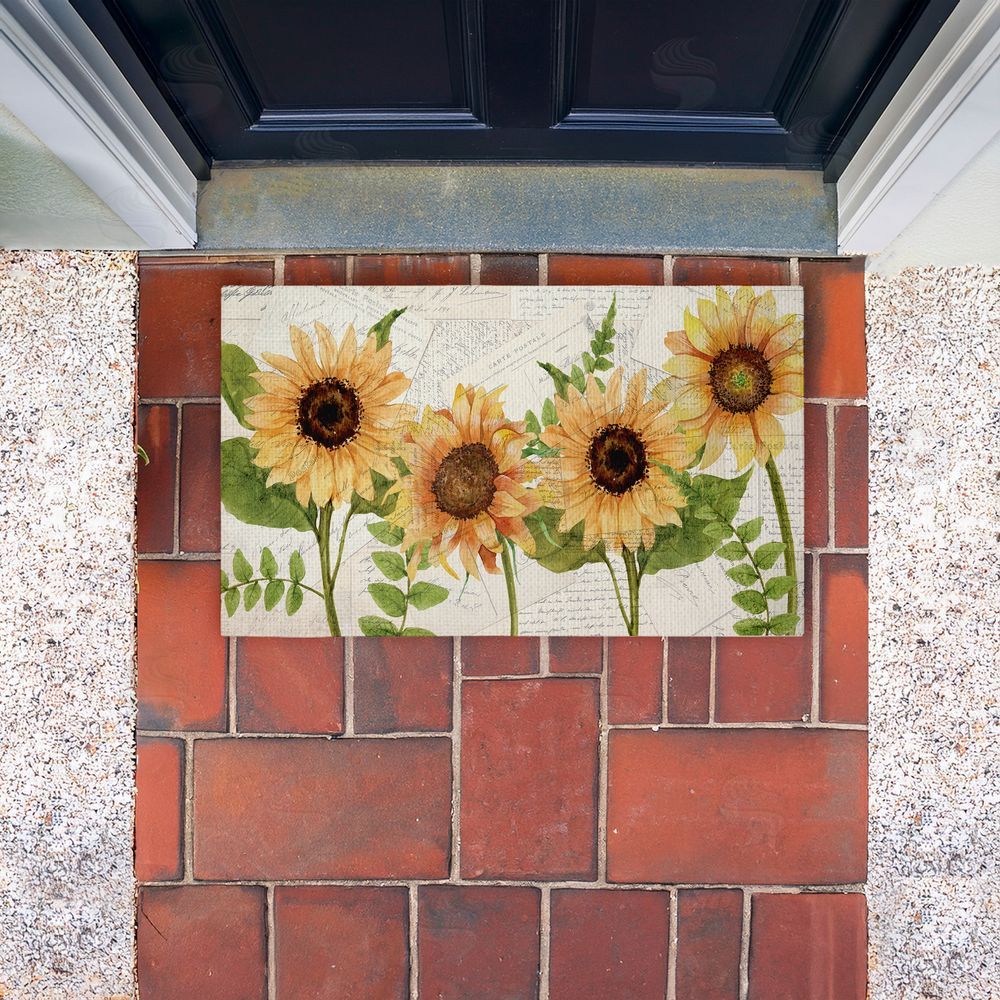Kim Allen | Sunflowers & Vintage Letter Mail Non-Woven Door Mat