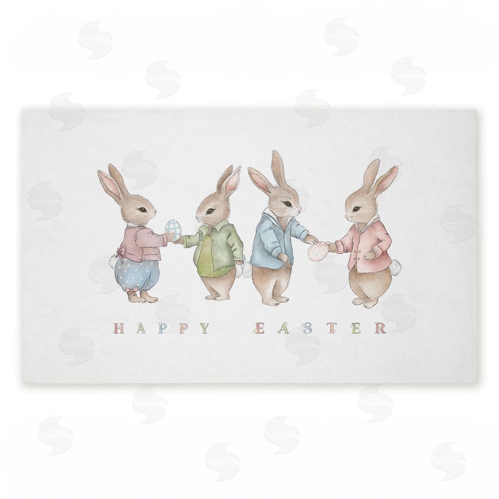 Leah Straatsma | Minimal Happy Easter Bunnies Non-Woven Door Mat