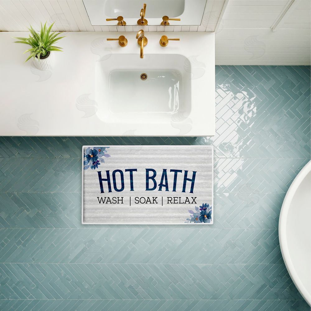 Kim Allen | Hot Bath with Vintage Flowers Plush Bath Mat