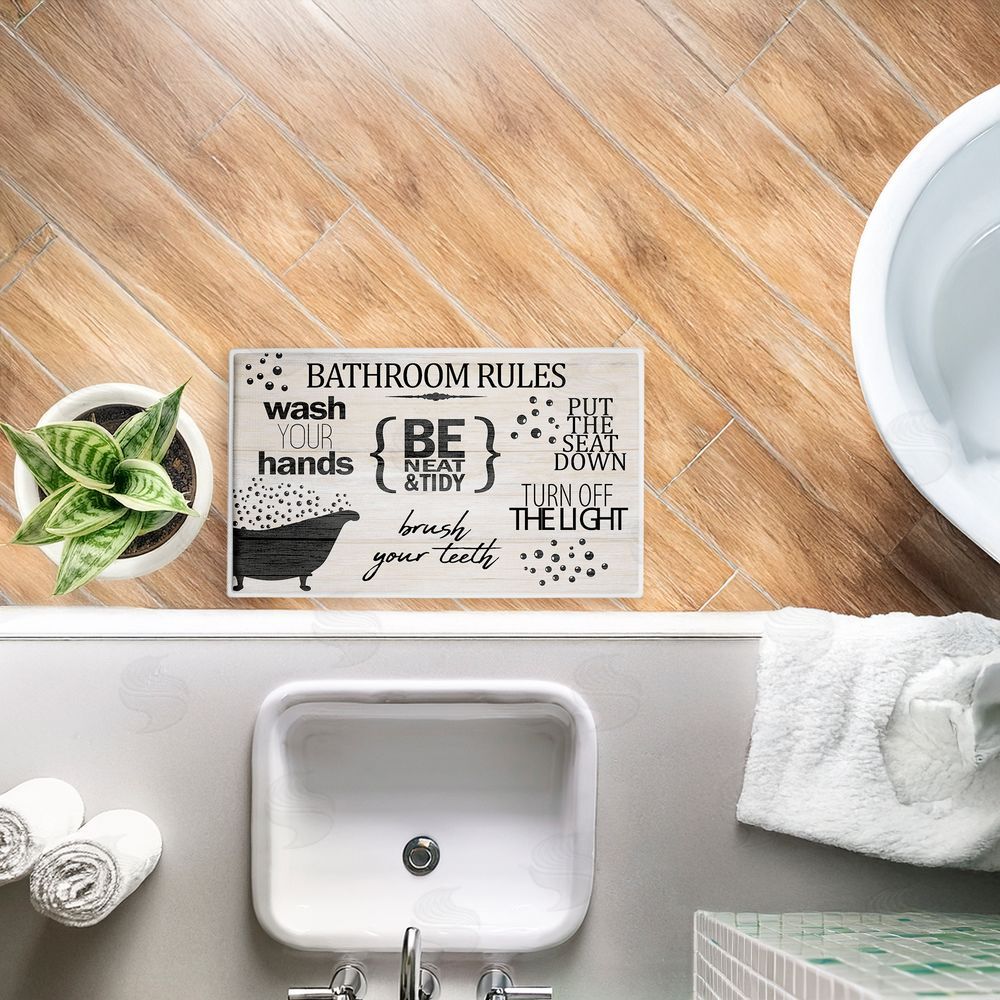 Kim Allen | Rustic Bathroom Rules Plush Bath Mat