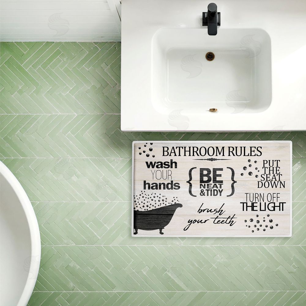 Kim Allen | Rustic Bathroom Rules Plush Bath Mat