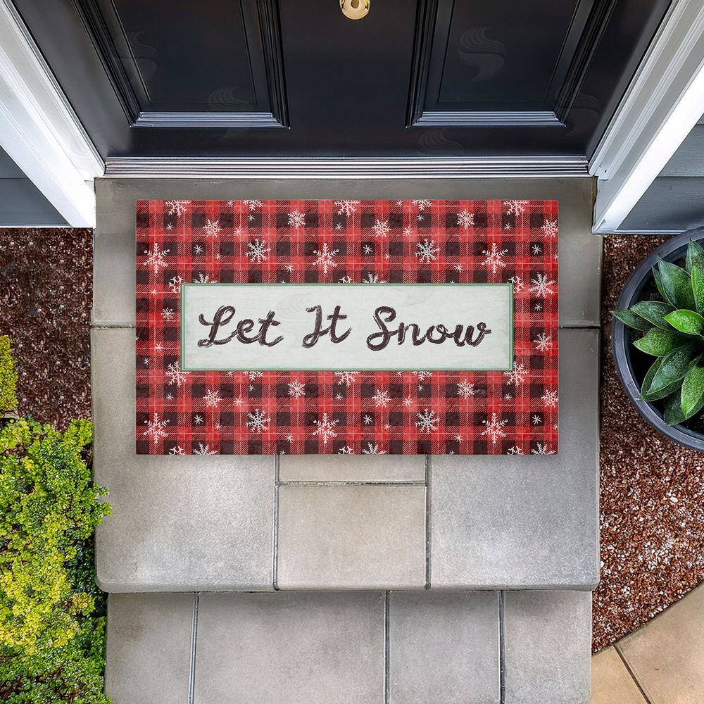 Chad Barrett | Let It Snow Red Plaid Non-Woven Door Mat