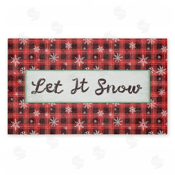 Chad Barrett | Let It Snow Red Plaid Non-Woven Door Mat