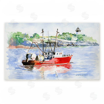 Greg Gorham | Tranquil Drifting Boat Non-Woven Door Mat