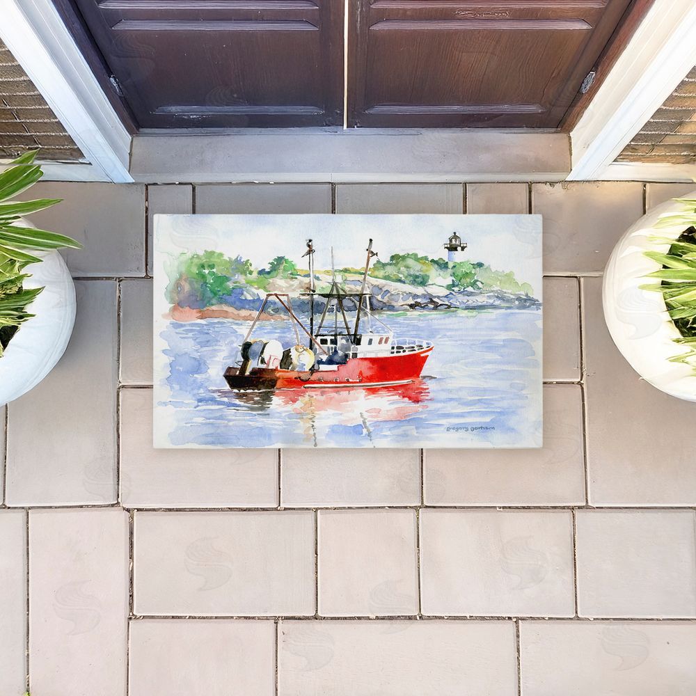 Greg Gorham | Tranquil Drifting Boat Non-Woven Door Mat