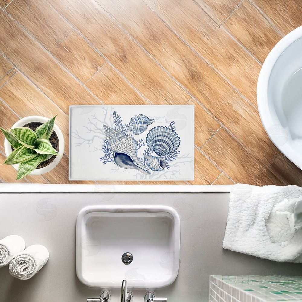 Nicole Tamarin | Coastal Chinoiserie Shells Plush Bath Mat