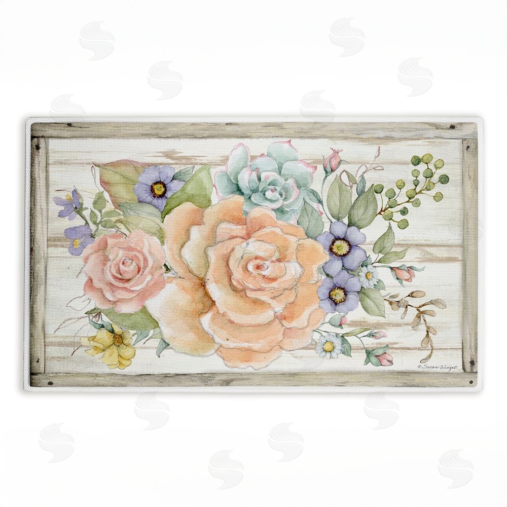 Susan Winget | Rose Succulent Bouquet Plush Bath Mat