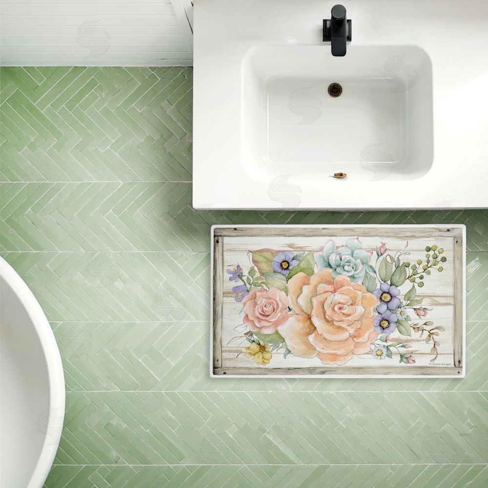 Susan Winget | Rose Succulent Bouquet Plush Bath Mat