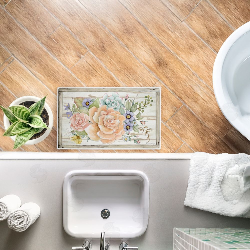 Susan Winget | Rose Succulent Bouquet Plush Bath Mat