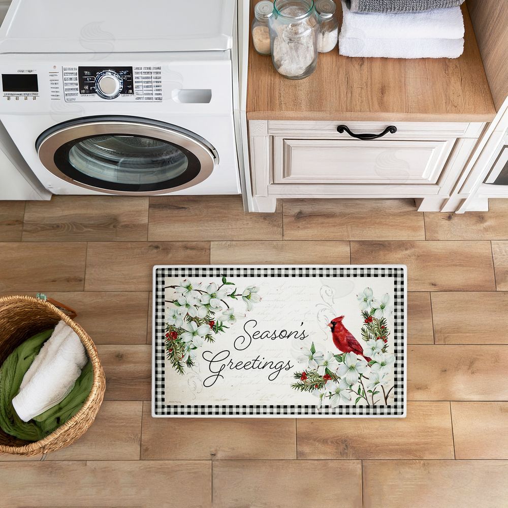 Danielle Murray | Winter Cardinals & Dogwood Plush Bath Mat