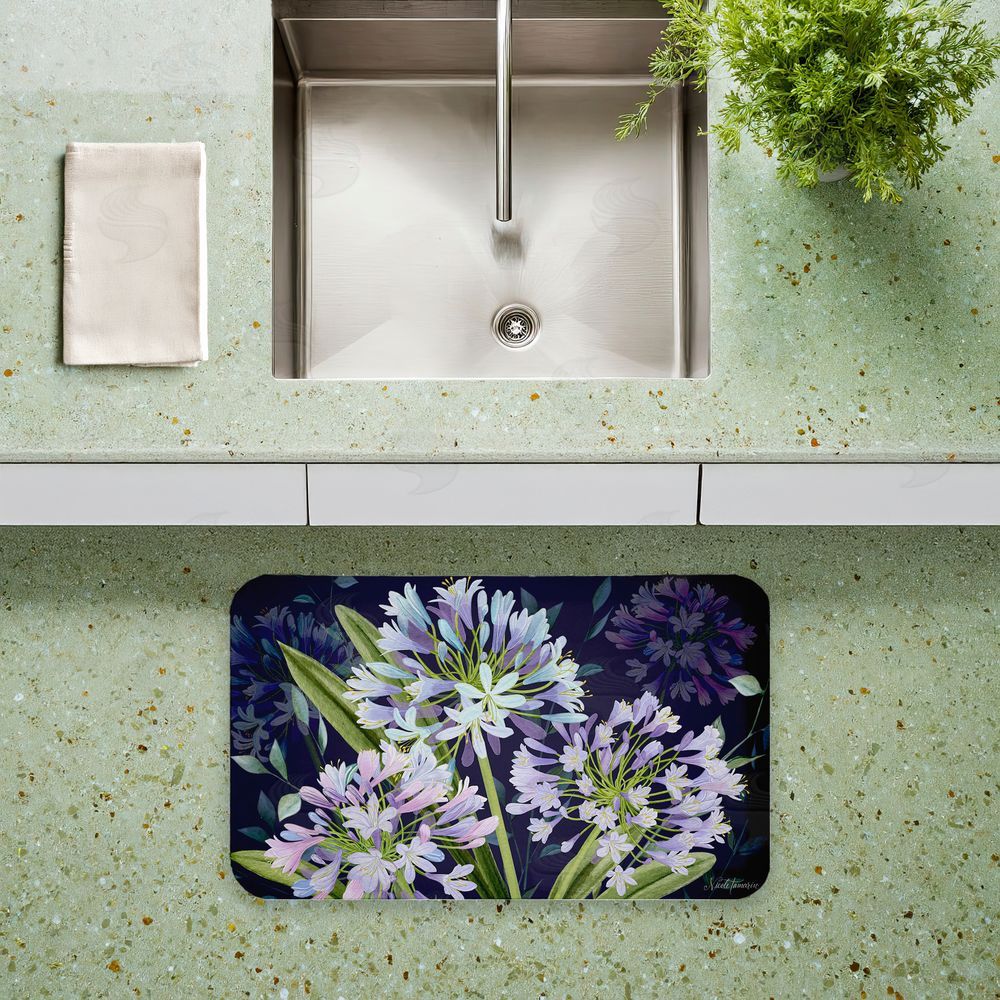 Nicole Tamarin | Midnight Garden Flowers Anti-Fatigue Mat