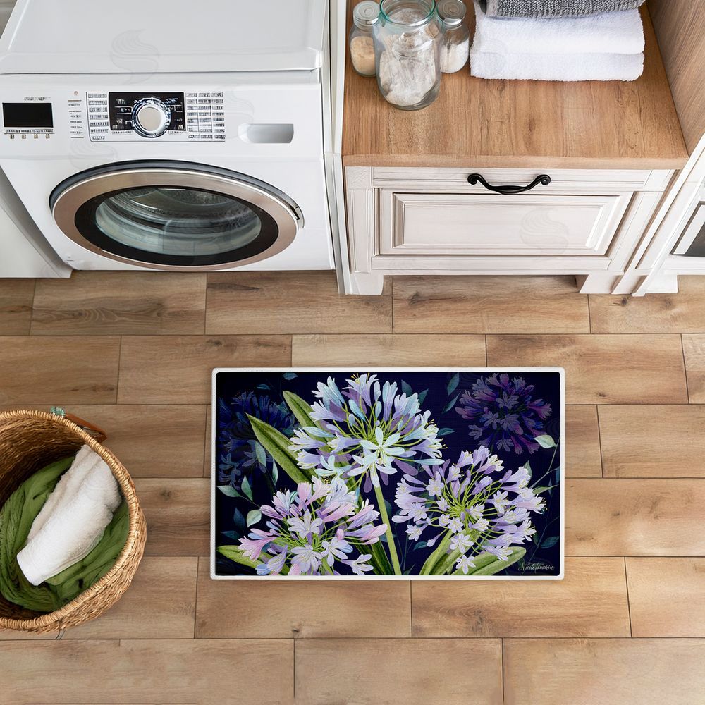 Nicole Tamarin | Midnight Garden Flowers Plush Bath Mat