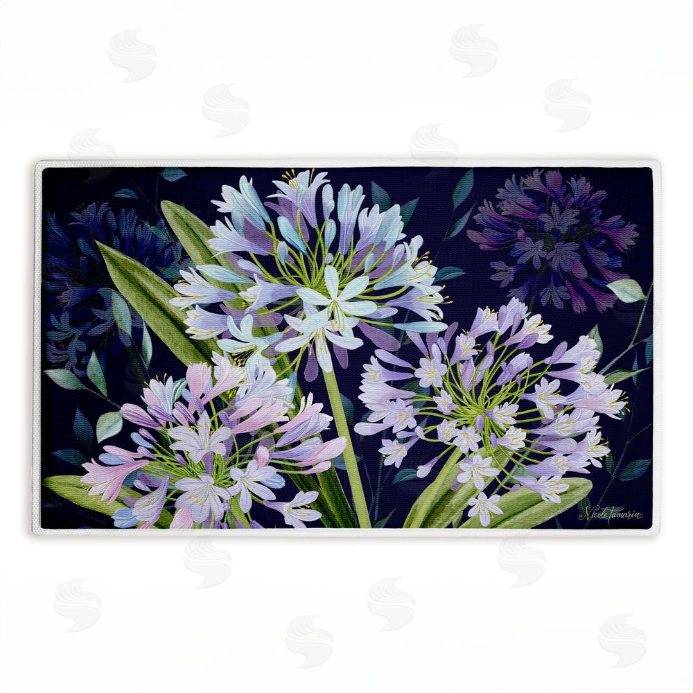 Nicole Tamarin | Midnight Garden Flowers Plush Bath Mat