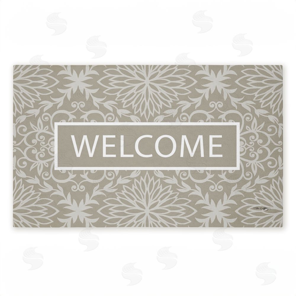 Tim Coffey | Green Damask Welcome Non-Woven Door Mat