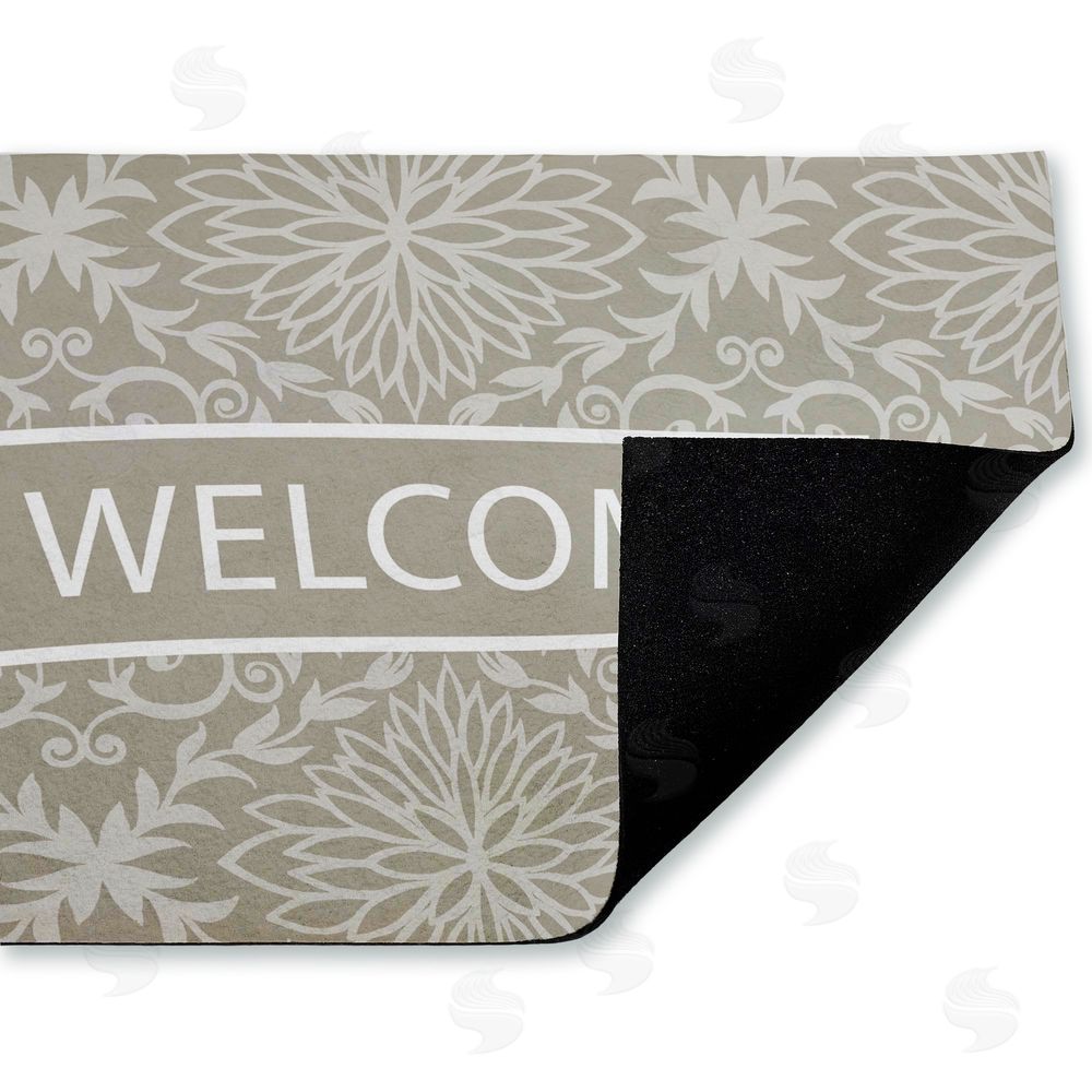 Tim Coffey | Green Damask Welcome Non-Woven Door Mat