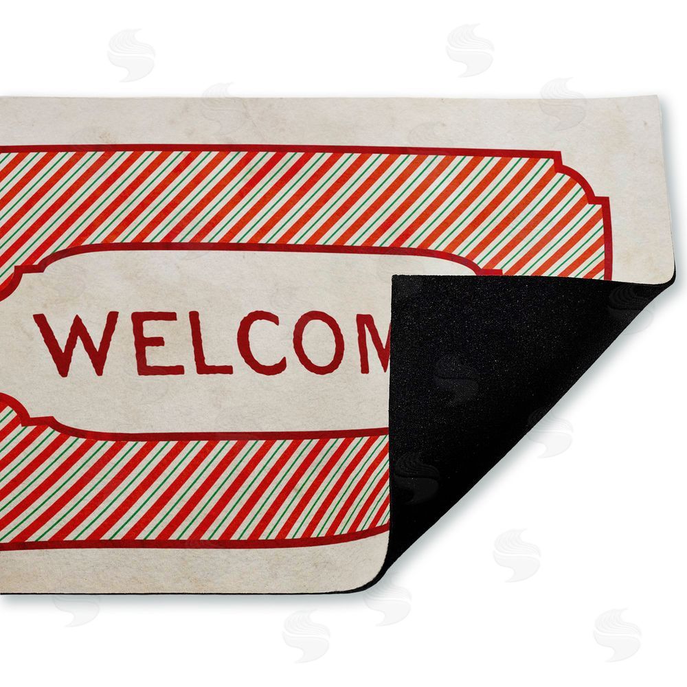 Tim Coffey | Vintage Holiday Pinstripes Welcome Non-Woven Door Mat
