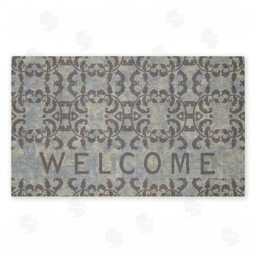 Tim Coffey | Gray Damask Welcome Non-Woven Door Mat