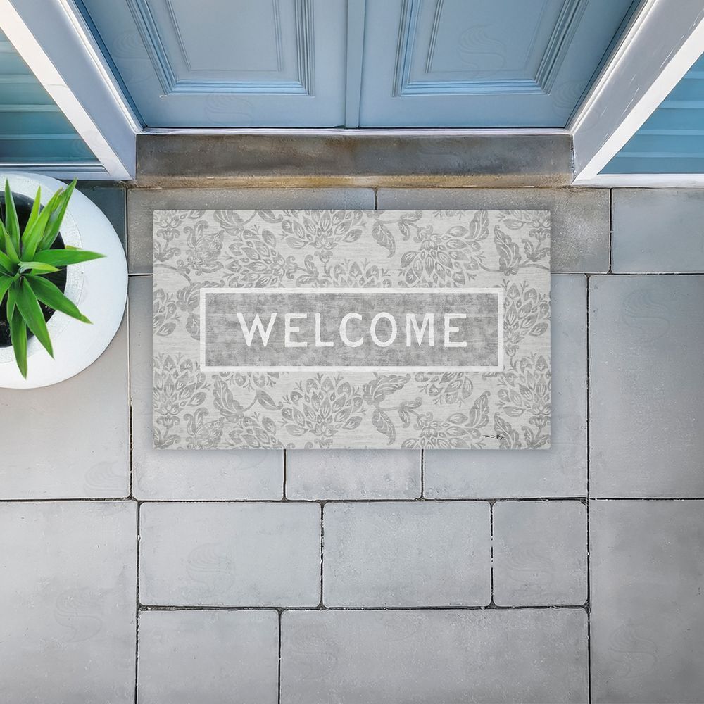 Tim Coffey | Distressed Ornate Florals Welcome Non-Woven Door Mat