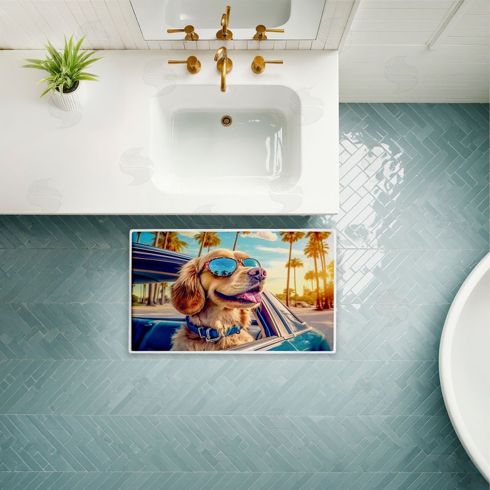 Image World | Cool Puppy Tropical Sunset Plush Bath Mat