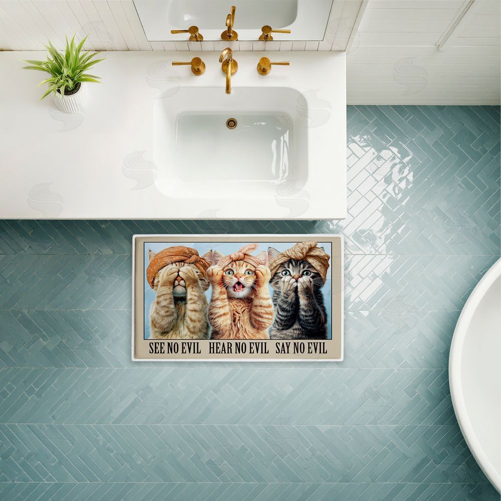 Jim Baldwin | No Evil Cats Trio Plush Bath Mat