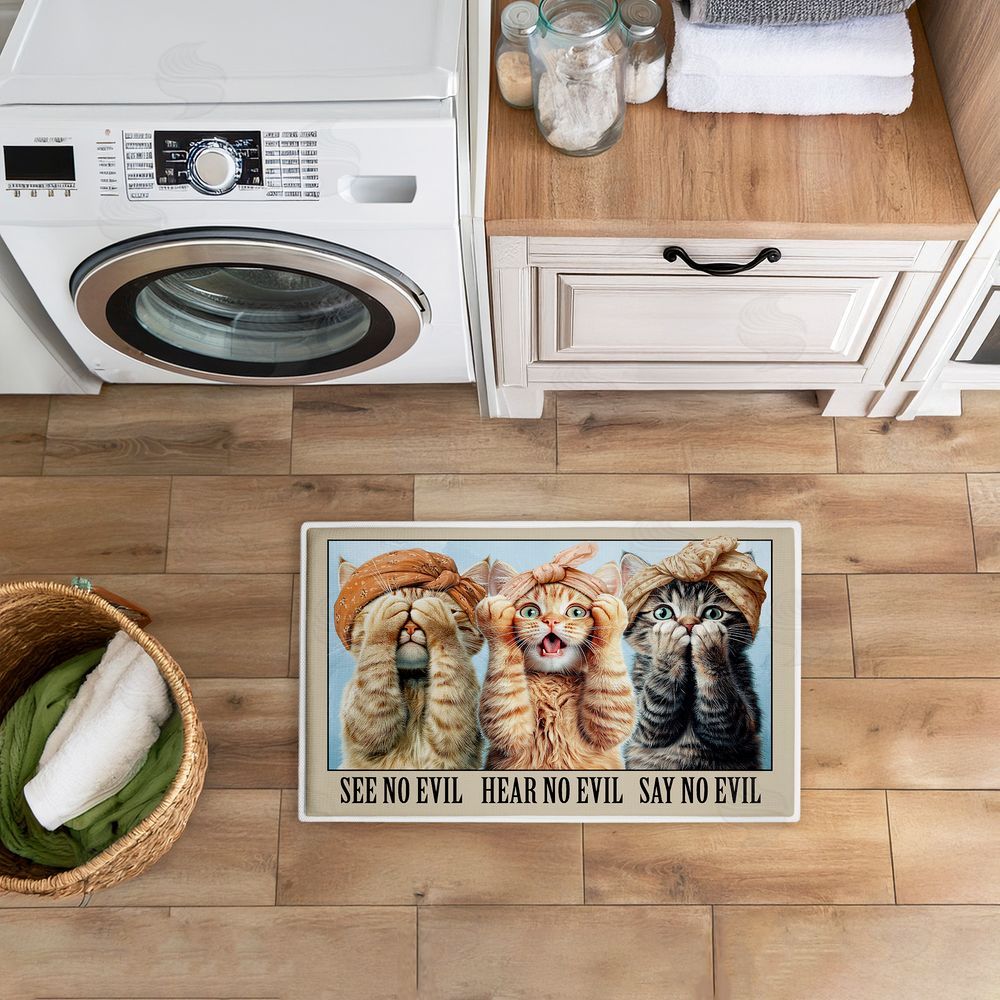 Jim Baldwin | No Evil Cats Trio Plush Bath Mat